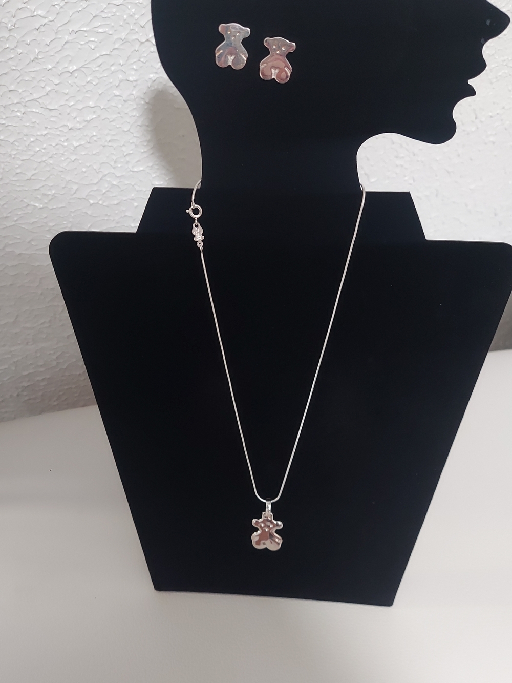 Tous Silver Necklace and Earrings Set with Silver Bear Charms